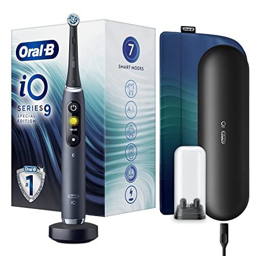 Oral-B iO 9 Go Electric Spazzolino Elettrico Pulizia Professionale, Sbiancante Denti, Protezione Bocca, 1 Testina, Custodia Viaggio, Batteria Litio, Idea Regalo, Special Edition, Nero