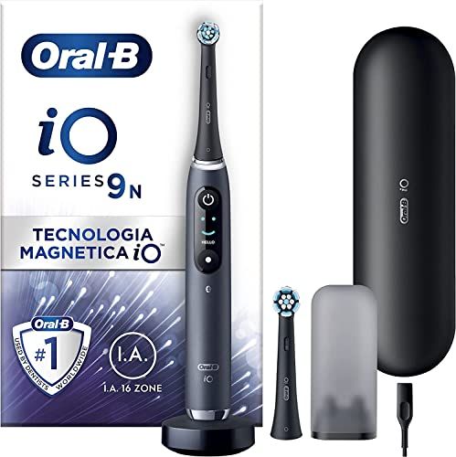 Oral-B Spazzolino Elettrico Ricaricabile iO 9n Nero Onice, 2 Testine, 1 Custodia Da Viaggio Ricaricabile