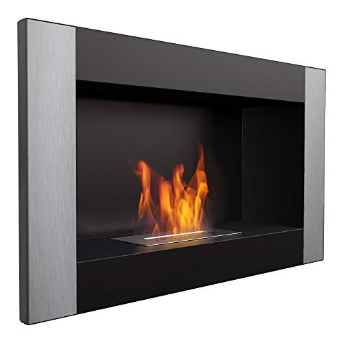 Kratki camino bioetanolo camino decorativo da parete Golf nero verticale 374 mm x 648 mm TÜV – Renania approvato