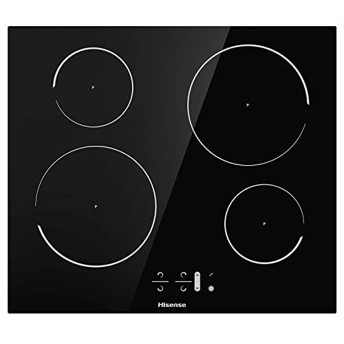 Hisense I6421C – Piano cottura a induzione, Vetroceramica, 4 zone di cottura, Funzione Power Boost, Timer di cottura, Nero, 595 × 58 × 520 mm