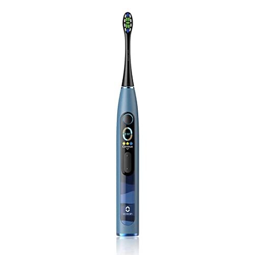 Oclean X10, Spazzolino elettrico sonico intelligente, 5 modalità di spazzolamento, ricarica rapida 3 ore per una durata di 60 giorni, timer di 2 minuti e sensore di pressione,(blu)