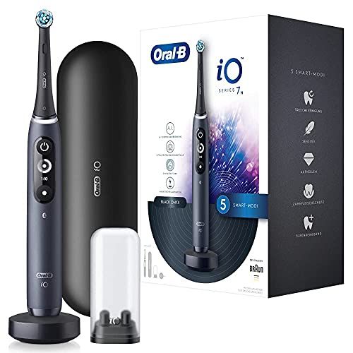 Oral-B iO Series 7 spazzolino elettrico/spazzolino elettrico, 5 modalità di spazzolatura per cure dentistiche, tecnologia magnetica, display e custodia da viaggio, onice nero