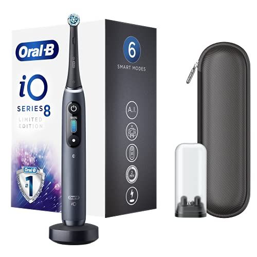 Oral-B iO 8 Go Electric Spazzolino Elettrico Puizia professionale Profonda, Tecnologia Magnetica, Micro-Vibrazioni, 1 Testina, Custodia Viaggio, Batteria Litio, Idea Regalo, Special Edition, Nero