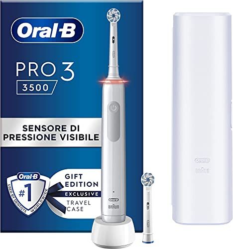 Oral-B Spazzolino Elettrico Ricaricabile Pro 3 3500, 1 Custodia Da Viaggio, Bianco